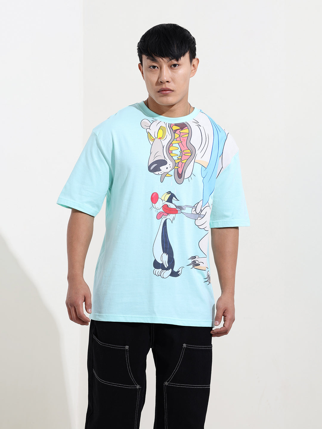 Men's Typography Printed Raw Edge Boxy T-shirt