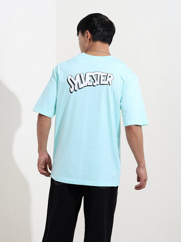 Men's Typography Printed Raw Edge Boxy T-shirt