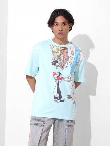 Men's Typography Printed Raw Edge Boxy T-shirt
