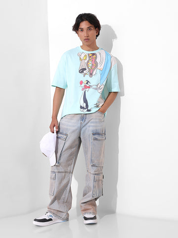 Men's Typography Printed Raw Edge Boxy T-shirt