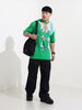 Men's Green Boxy Fit Loony Tunes Character Printed Crew Neck T-Shirt