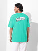 Men's Green Boxy Fit Loony Tunes Character Printed Crew Neck T-Shirt