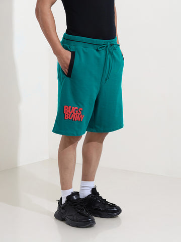 Men's Grey Relaxed Fit Character Bugs Bunny Printed Shorts
