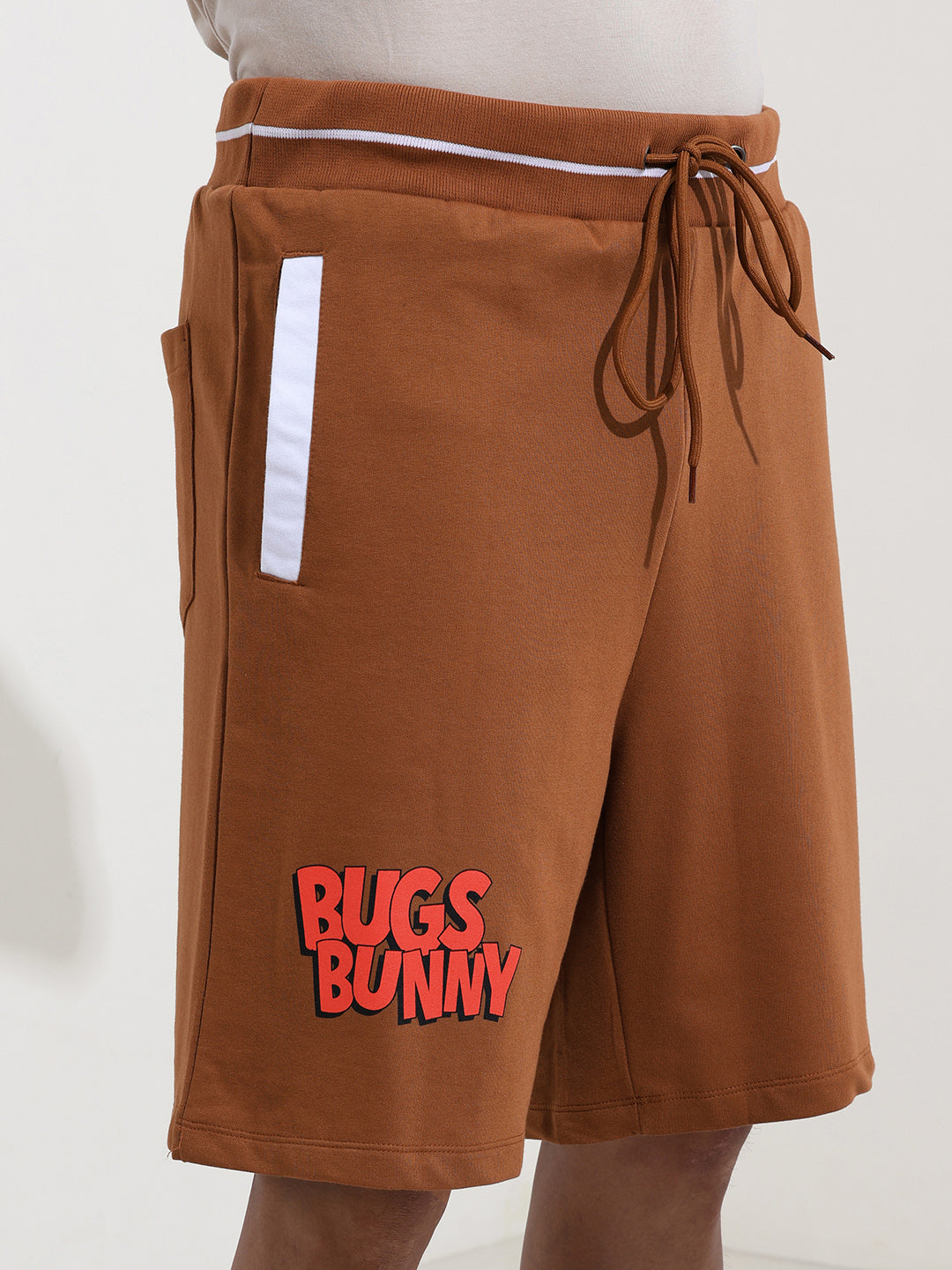 Men's Grey Relaxed Fit Character Bugs Bunny Printed Shorts