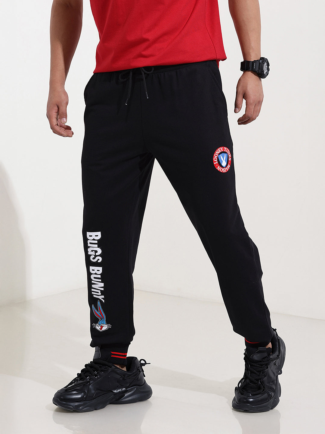 Men's Black Bugs Bunny Character Joggers