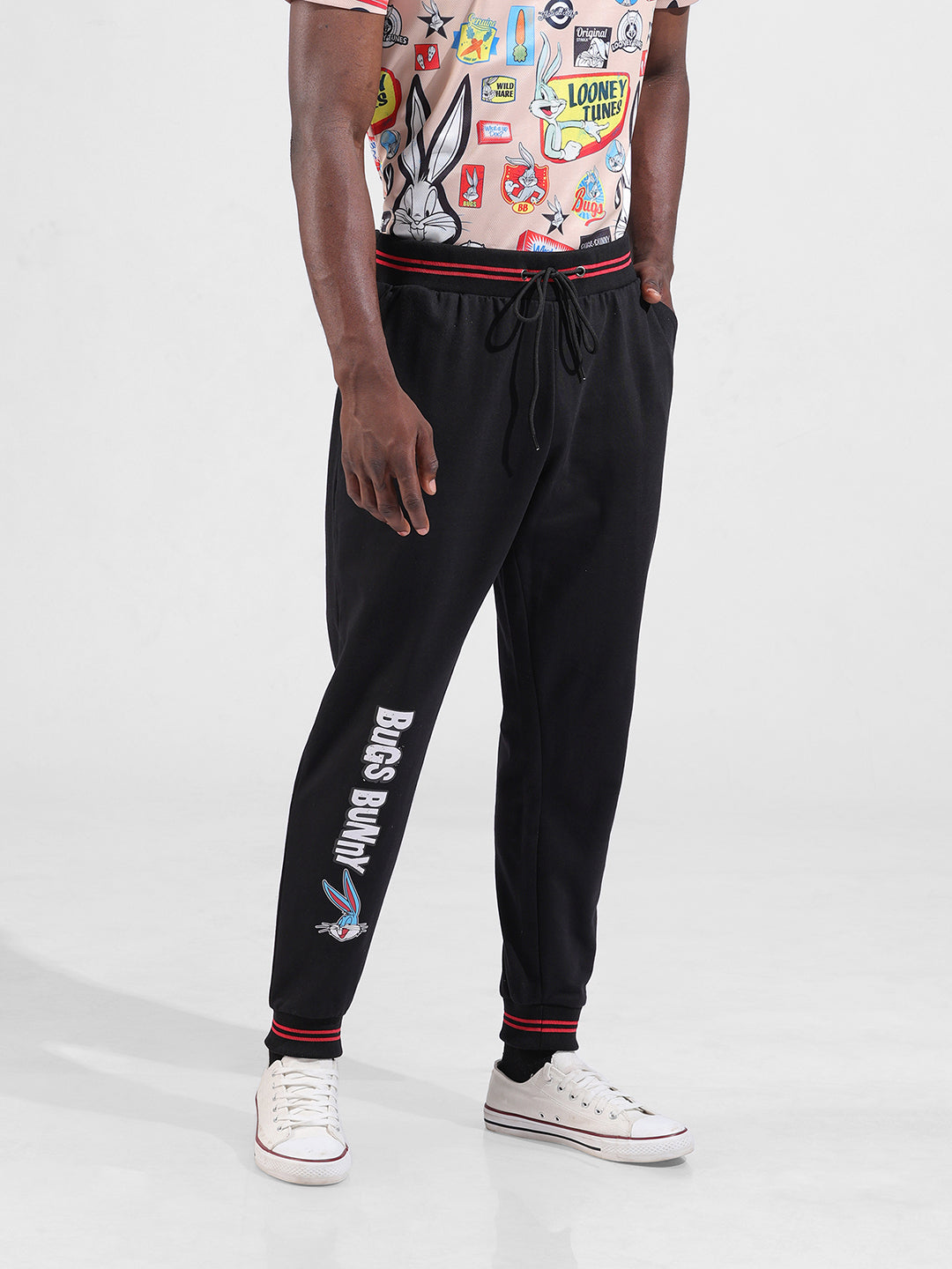 Men's Black Bugs Bunny Character Joggers