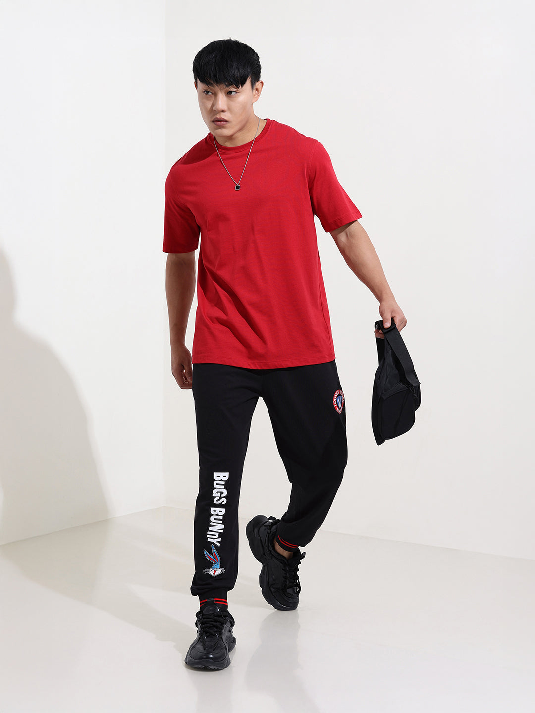 Men's Black Bugs Bunny Character Joggers