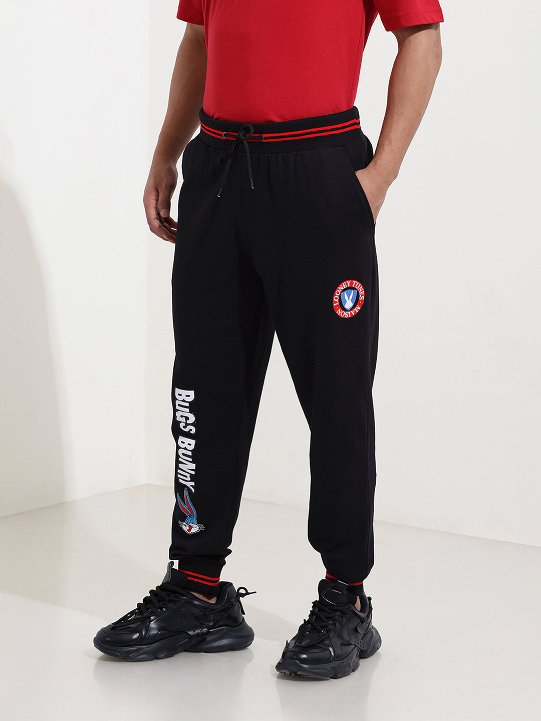 Men's Black Bugs Bunny Character Joggers