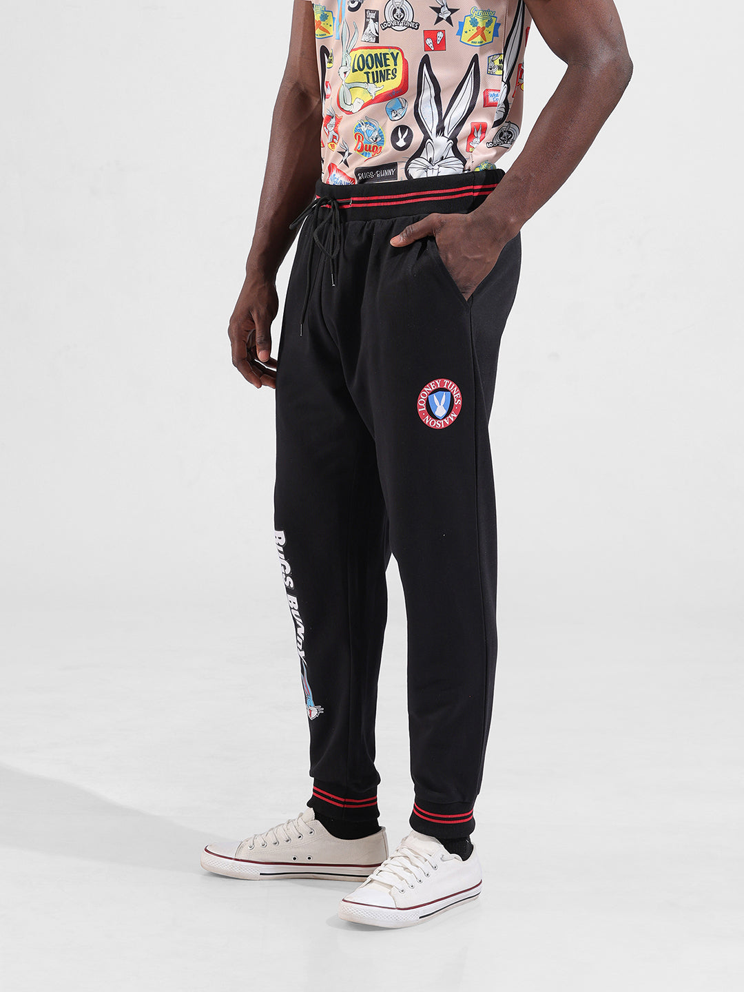 Men's Black Bugs Bunny Character Joggers