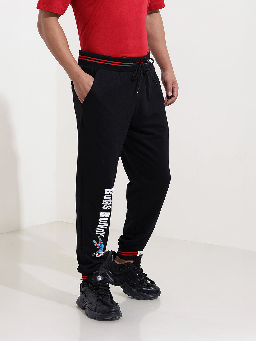 Men's Black Bugs Bunny Character Joggers