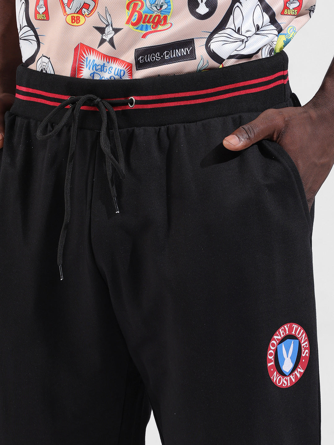 Men's Black Bugs Bunny Character Joggers