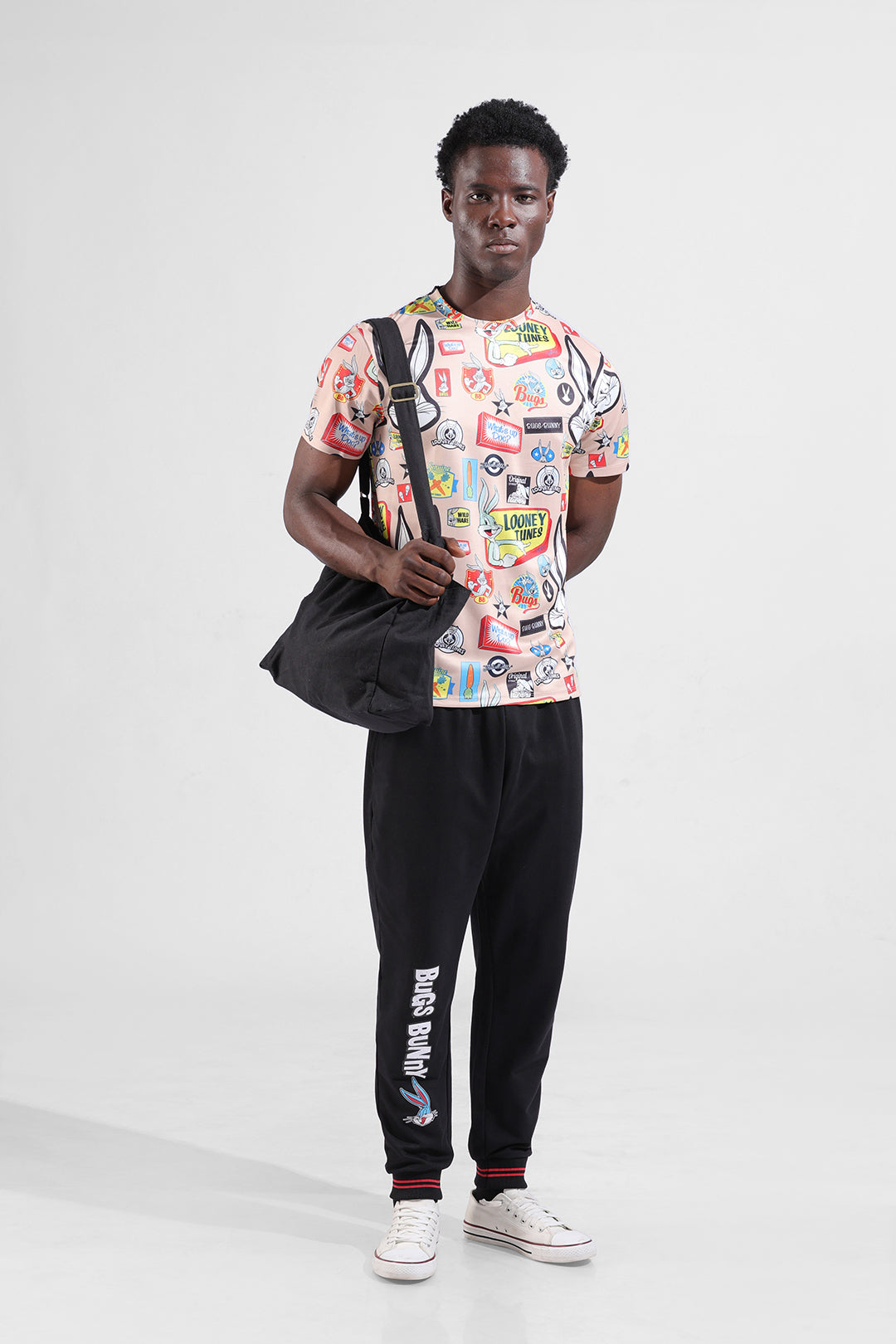 Men's Black Bugs Bunny Character Joggers
