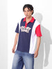 Men's Navy Blue Boxy Fit Bugs Bunny Character Printed Polo Collar T-shirt