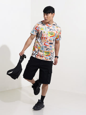 Men's Printed Applique Slim Fit T-shirt