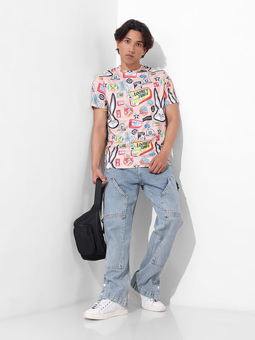 Men's Printed Applique Slim Fit T-shirt