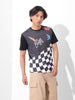Men's Black Slim Fit Character Bugs Bunny Printed Crew Neck T-Shirt