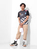 Men's Black Slim Fit Character Bugs Bunny Printed Crew Neck T-Shirt