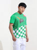 Men's Green Slim Fit Character Bugs Bunny Printed Crew Neck T-Shirt