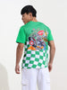 Men's Green Slim Fit Character Bugs Bunny Printed Crew Neck T-Shirt