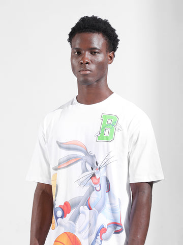 Men's White Boxy Fit Bugs Bunny Character Merchandise T-Shirt