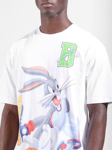 Men's White Boxy Fit Bugs Bunny Character Merchandise T-Shirt