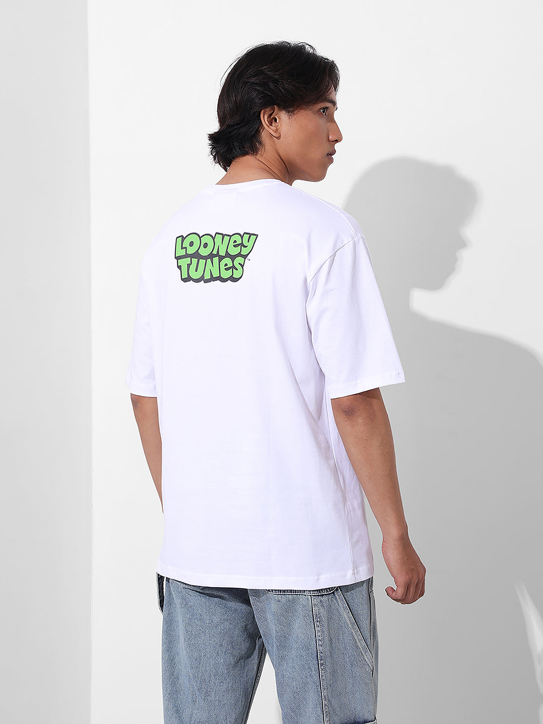 Men's White Boxy Fit Bugs Bunny Character Merchandise T-Shirt