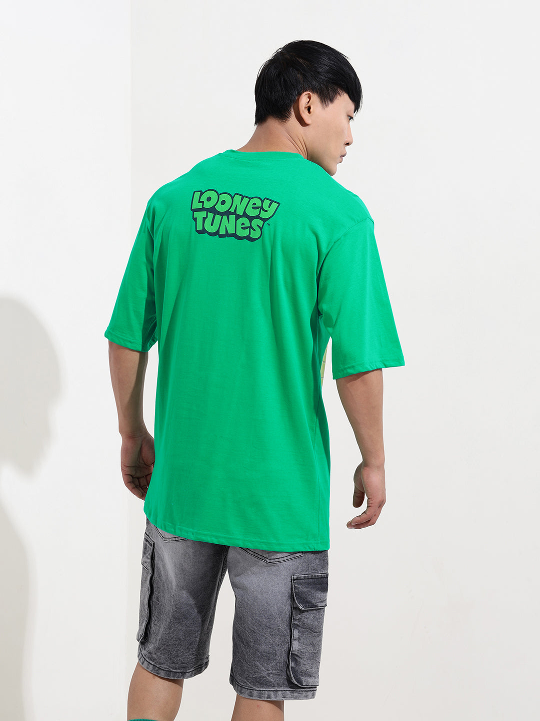 Men's Green Boxy Fit Bugs Bunny Character Merchandise T-Shirt