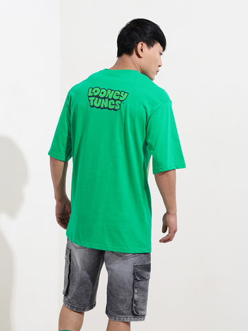 Men's Green Boxy Fit Bugs Bunny Character Merchandise T-Shirt
