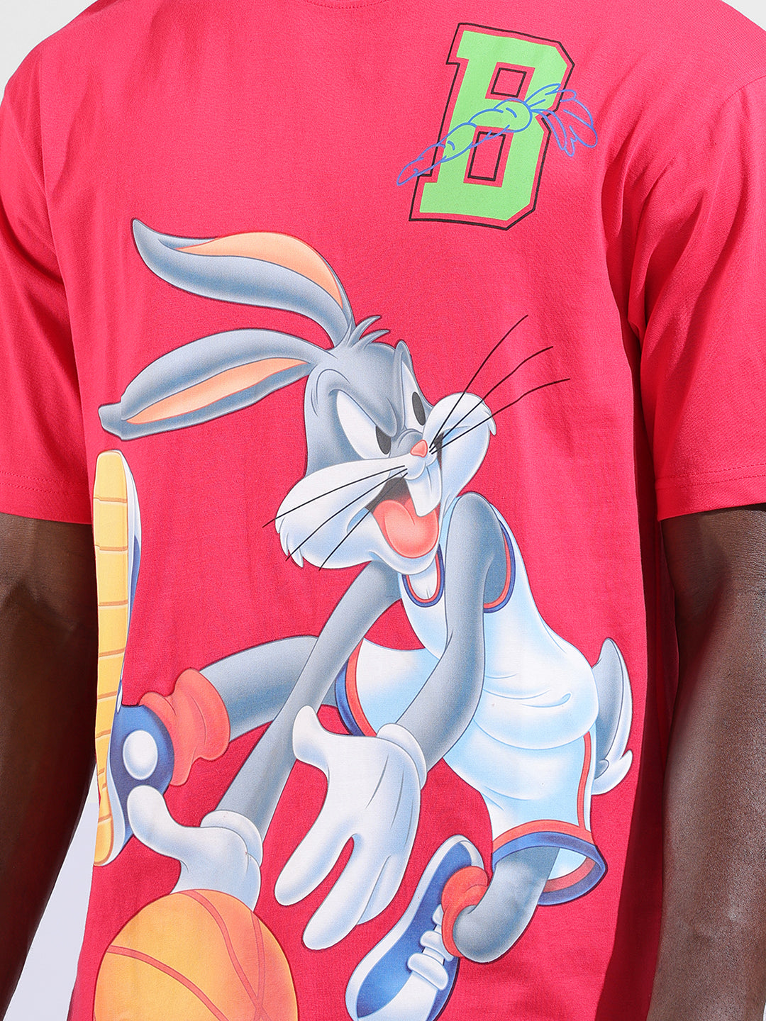 Men's Pink Boxy Fit Bugs Bunny Character Merchandise T-Shirt