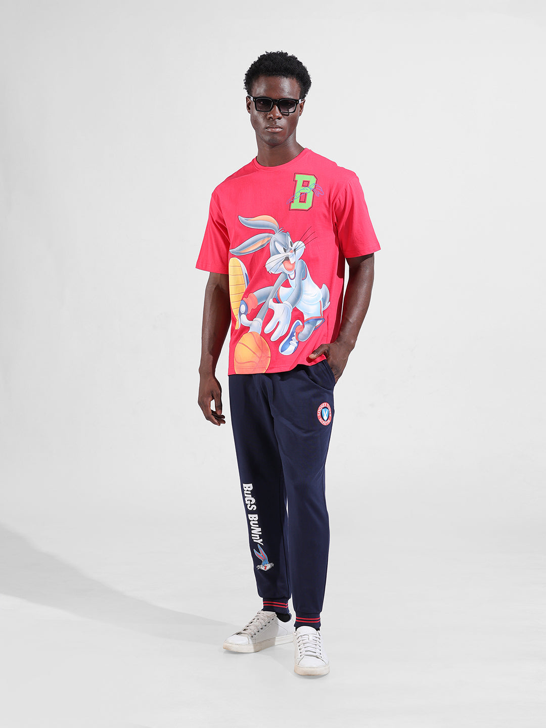 Men's Pink Boxy Fit Bugs Bunny Character Merchandise T-Shirt