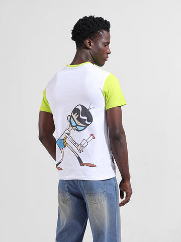 Men's White Slim Fit Character Tom & Jerry Printed T-Shirt
