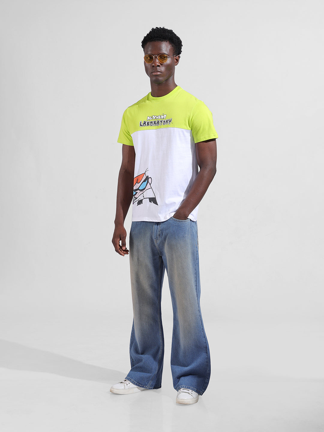 Men's White Slim Fit Character Tom & Jerry Printed T-Shirt