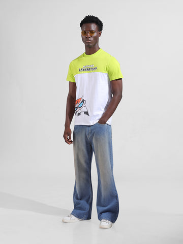 Men's White Slim Fit Character Tom & Jerry Printed T-Shirt