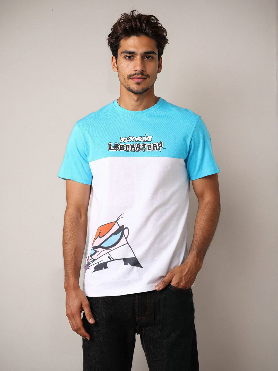 Men's Dexter Colourblocked Round Neck Cotton's Slim Fit T-shirt