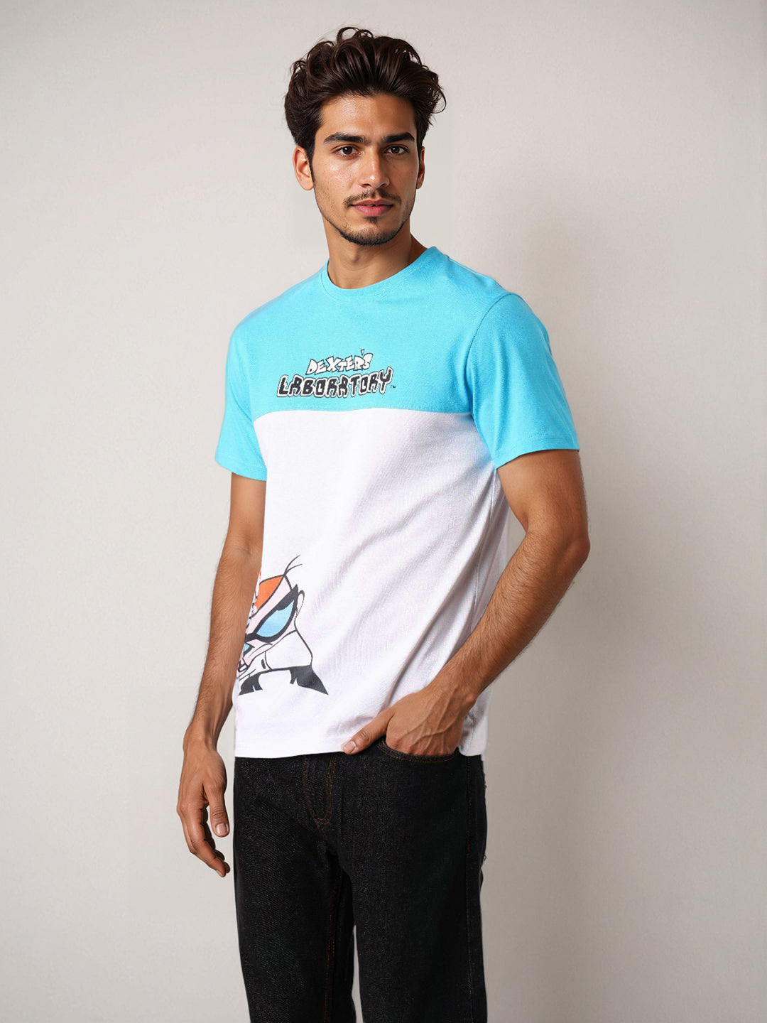 Men's Dexter Colourblocked Round Neck Cotton's Slim Fit T-shirt