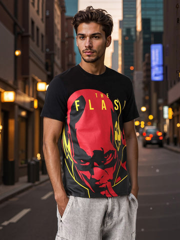 Men's Flash Graphic Printed Round Neck Cotton's Slim Fit T-shirt