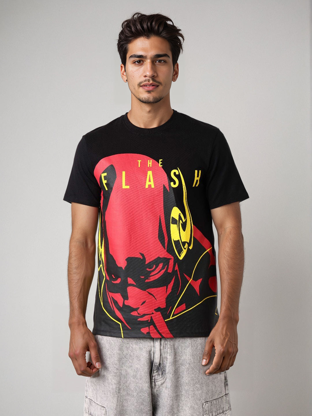 Men's Flash Graphic Printed Round Neck Cotton's Slim Fit T-shirt