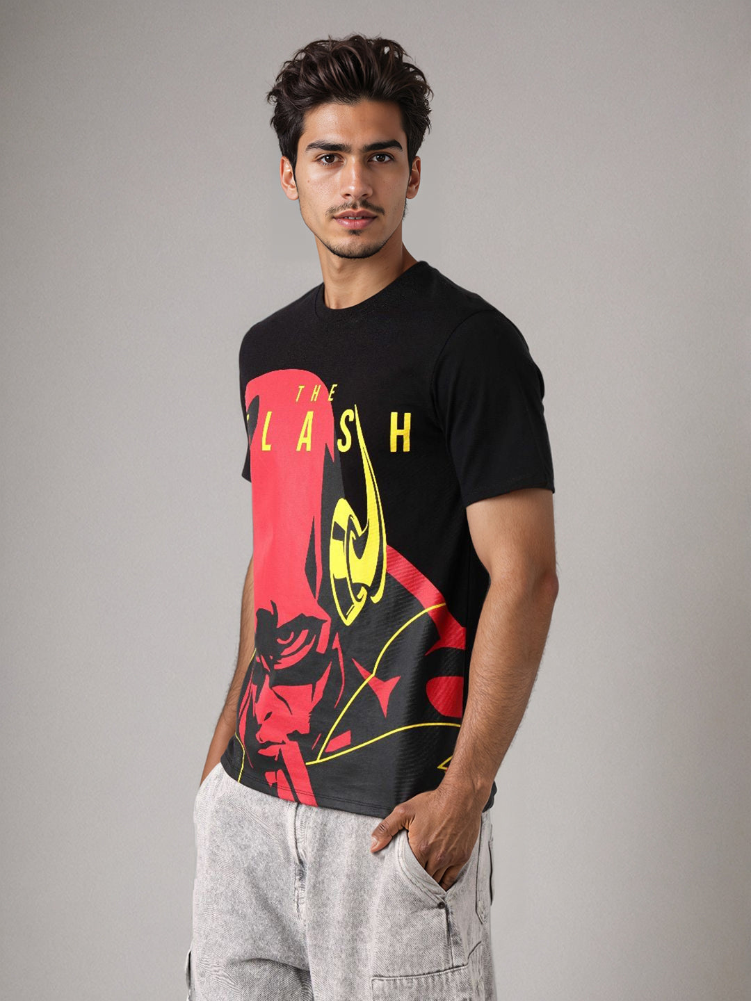 Men's Flash Graphic Printed Round Neck Cotton's Slim Fit T-shirt