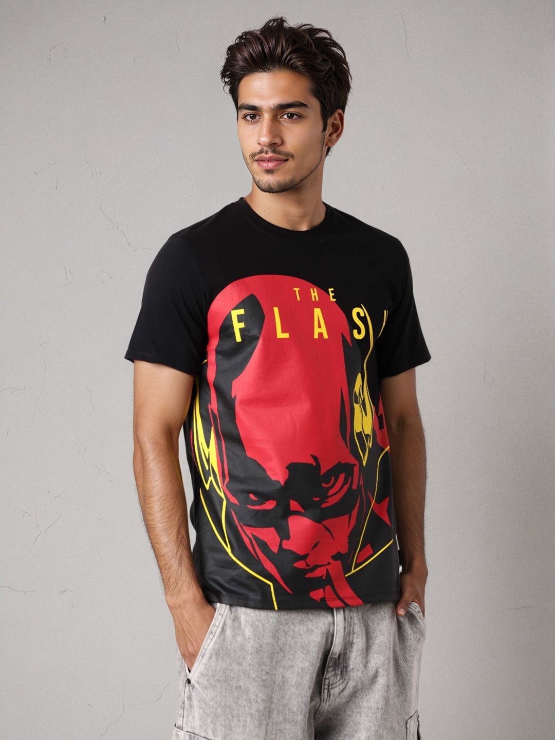 Men's Flash Graphic Printed Round Neck Cotton's Slim Fit T-shirt