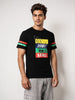Men's Black Slim Fit Character Johnny Bravo Printed Crew Neck T-Shirt