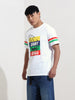Men's White Slim Fit Character Johnny Bravo Printed Crew Neck T-Shirt