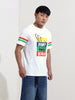 Men's White Slim Fit Character Johnny Bravo Printed Crew Neck T-Shirt
