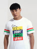 Men's White Slim Fit Character Johnny Bravo Printed Crew Neck T-Shirt