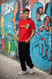 Men's Red Slim Fit Character Johnny Bravo Printed T-Shirt