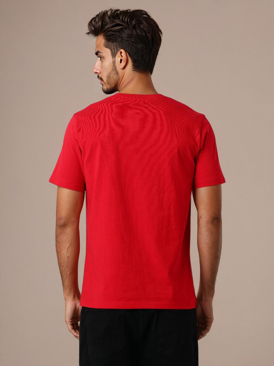 Men's Red Slim Fit Character Johnny Bravo Printed T-Shirt