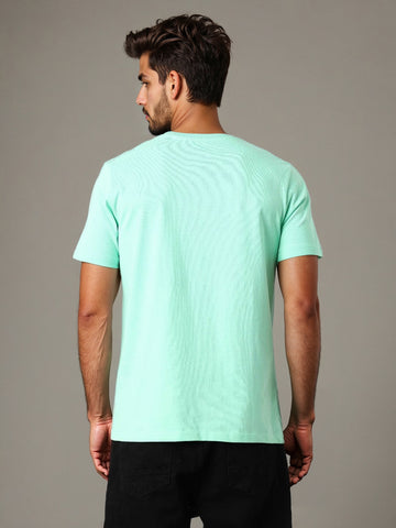 Men's Green Slim Fit Character Johnny Bravo Printed Crew Neck T-Shirt