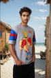 Men's Grey Boxy Fit Character Johnny Bravo Printed Crew Neck T-Shirt