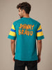 Men's Green Boxy Fit Character Johnny Bravo Printed Crew Neck T-Shirt