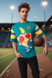 Men's Green Boxy Fit Character Johnny Bravo Printed Crew Neck T-Shirt