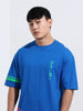 Men's Blue Boxy Fit Joker Character Printed Crew Neck T-Shirt